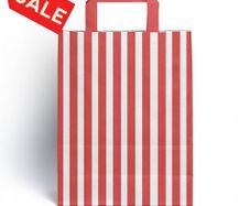 Job lot 20 bags Red and white striped paper carrier bags