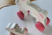 Little Town wooden pull along mother and baby rabbit