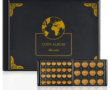 Euro Pound Coin Collection Supplies Holder Book for Collectors, 300 Pockets Coin Collection Organizer Storage Box Case Album for 20/25/ 27