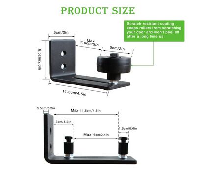 Adjustable Wall Mounted Door Guide with 8 Different Setups Black Powder Coated Barn Door