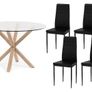 Round Glass Dining Table Set with 4 Faux Leather Image 2