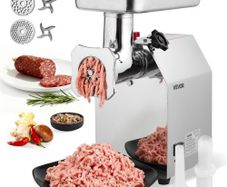 Commercial Electric Meat Grinder, 4.2 kg/min Capacity, #22 Industrial Meat Mincer with 2 Stainless Steel Blades, 2 Grinding Plates, 1100W Heavy-Duty Sausage Maker, for Kitchen, Restaurant