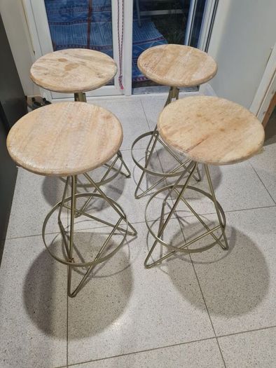 4 x wooden kitchen stools