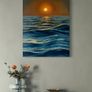 ORIGINAL OIL PAINTING Seascape on canvas, Ocean Sea Sunset Artwork, Seascape Wall Art Image 7
