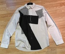 ASOS Black & White Geometric Shirt Minimal Smart Casual