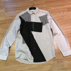 ASOS Black & White Geometric Shirt Minimal Smart Casual