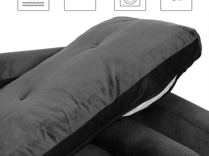 _3-seater sofa, couch for living room, cover made of velvet, for apartments, small rooms, wooden frame, metal legs, simple structure, modern design, 183 x 78 x 88 cm, gray