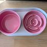 Pair of Elevated Ceramic Dog Bowl Sets with Slow Feeders Image 2