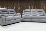 Roma recliner Sofa light Grey leather