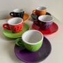 Bialetti Espresso Cup and Saucer Set 5 Piece Colourful Set Brand New Image 2