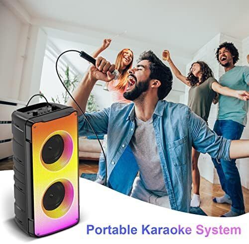 Bluetooth Speakers, 60W(80W Peak) Portable Loud Wireless Stereo Speaker with Rich Bass, Bluetooth 5.0, FM Radio, Colorful Lights, TWS Pairing, 10000mAh Battery, Outdoor Speaker for Home Party Gifts