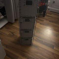 Grey wicker 4 drawer storage