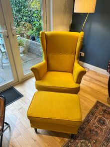Strandmon Ikea armchair and footstool