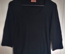Black Dawson Cashmere Company, Scoop Neck Jumper, 3/4 sleeve, Size M