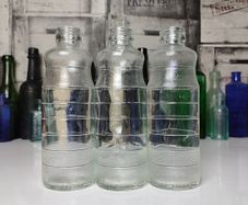 307 - Set of 3 Vintage Decorative Collectible Clear Glass Same Size Cork Top Bottles