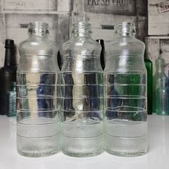307 - Set of 3 Vintage Decorative Collectible Clear Glass Same Size Cork Top Bottles