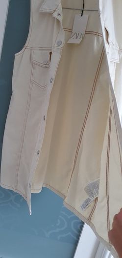 ZARA cream denim dress Sz L (12-14) - Bnwt Rrp 29.95
