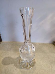 Slim Galway Crystal Tall Bud Vase.