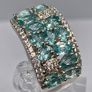 Beautiful Blue Apatite , White Zircon Cluster Ring in rhodium Sterling Silver Image 5