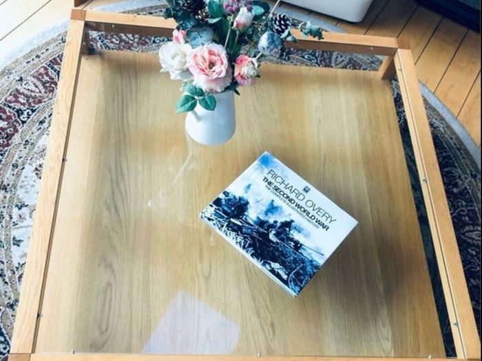 Glass Coffee Table with Storage Shelf
