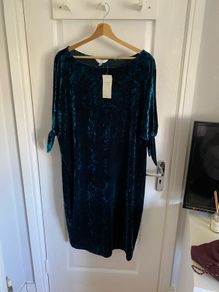 Joanna Hope ladies teal crushed velvet dress