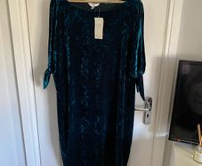 Joanna Hope ladies teal crushed velvet dress