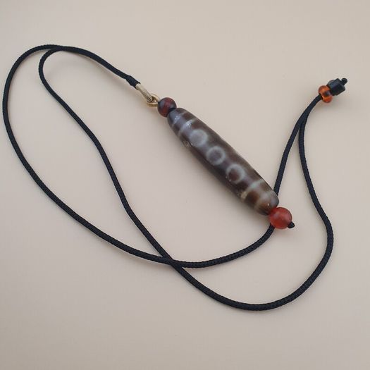 Vintage 5 Eyes Himalayan Tibetan Agate Dzi Bead Amulet