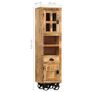 Highboard with Wheel 38x30x143 cm Solid Rough Mango Wood Image 3
