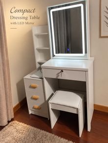 Dressing table & stool white LED vanity desk