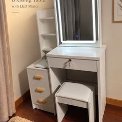 Dressing table & stool white LED vanity desk