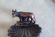 Romulus and Remus Brass / bronze  Figurine With Shell Dish as trinket dish / or ashtray.