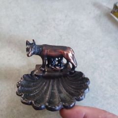 Romulus and Remus Brass / bronze  Figurine With Shell Dish as trinket dish / or ashtray.
