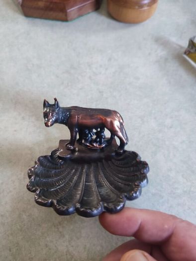 Romulus and Remus Brass / bronze  Figurine With Shell Dish as trinket dish / or ashtray.