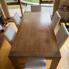 wooden table and 6 chairs
