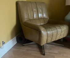 Pair of 1960's Danish Leather & Chrome Swivel Armschairs