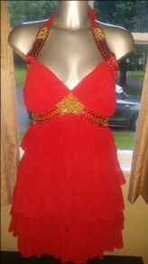 Sorbet beautiful mini halterneck red dress size S UK8 EUR36 Postage included