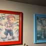 Teddy playing golf print in a blue wooden frame Image 3