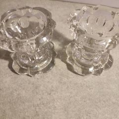 Pair of 1970s Reims VMC French glass candlestick holders