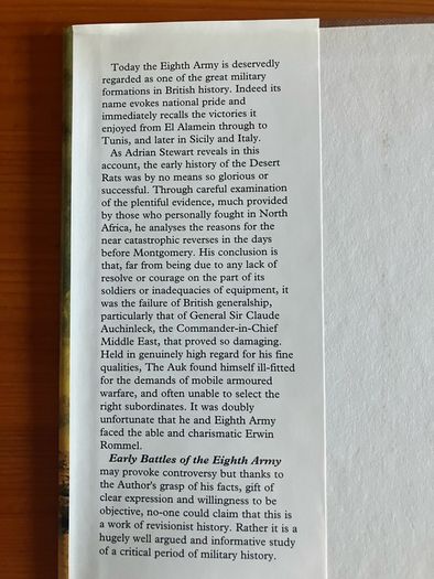 War book:'The Early Battles Of Eight Army'