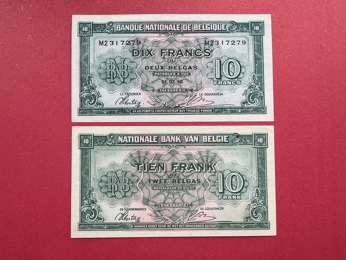 Belgium  10 Francs  1943   ( uncirculated )
