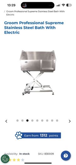 Groom Professional Supreme Stainless Steel Bath With Electric