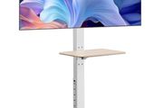 Rolling TV Stand, Mobile TV Cart for 32-70 Inch Screens, 25 Left-Right Rotation and Height Adjustable TV Mount with Tray, Holds up to 88 lbs for Corner, Bedroom, Outdoor, Max VESA 600x400mm