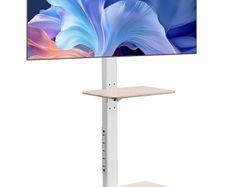 Rolling TV Stand, Mobile TV Cart for 32-70 Inch Screens, 25 Left-Right Rotation and Height Adjustable TV Mount with Tray, Holds up to 88 lbs for Corner, Bedroom, Outdoor, Max VESA 600x400mm