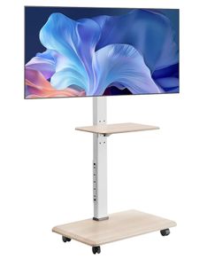 Rolling TV Stand, Mobile TV Cart for 32-70 Inch Screens, 25 Left-Right Rotation and Height Adjustable TV Mount with Tray, Holds up to 88 lbs for Corner, Bedroom, Outdoor, Max VESA 600x400mm