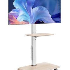 Rolling TV Stand, Mobile TV Cart for 32-70 Inch Screens, 25 Left-Right Rotation and Height Adjustable TV Mount with Tray, Holds up to 88 lbs for Corner, Bedroom, Outdoor, Max VESA 600x400mm