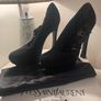 Black Suede Yves Saint Laurent Palais Bootie Platform Heel. Size 38 Image 7