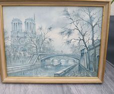 Vintage Paris de Notre Dame lithograph Print