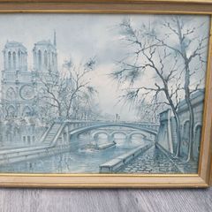 Vintage Paris de Notre Dame lithograph Print