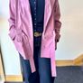 Dusty Pink Belted Jacket, Lightweight Spring Coat, Embroidered Detail, Chic Women's Blazer Size XL/XXL Image 6
