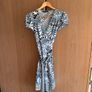 BCBG Max Azria blue/ white wrap dress size 6 Image 2